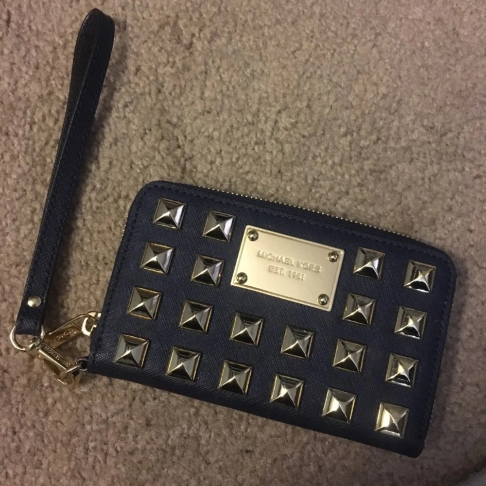 Michael kors zip around wallet/wristlet with studs